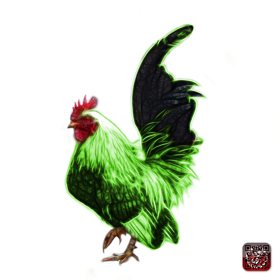 Green Rooster Pop Art - 4602 - wb - James Ahn Digital Art by James Ahn