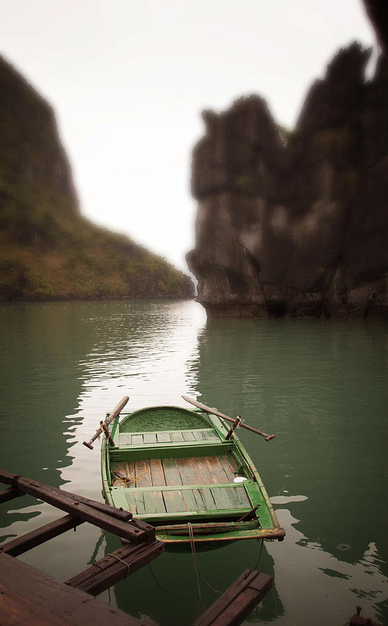Landscape Photograph - Green row boat by John Wong