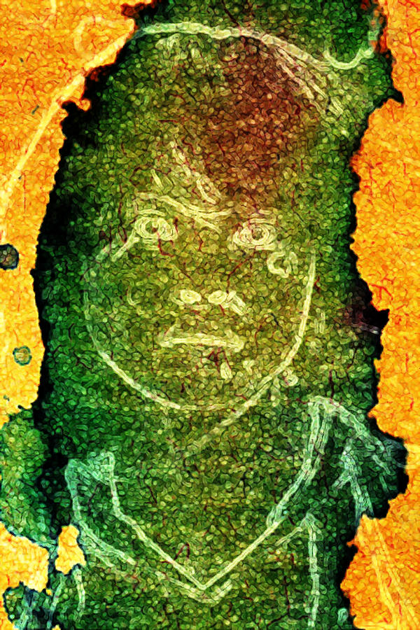 Green Sad Face Digital Art by Andrea Barbieri