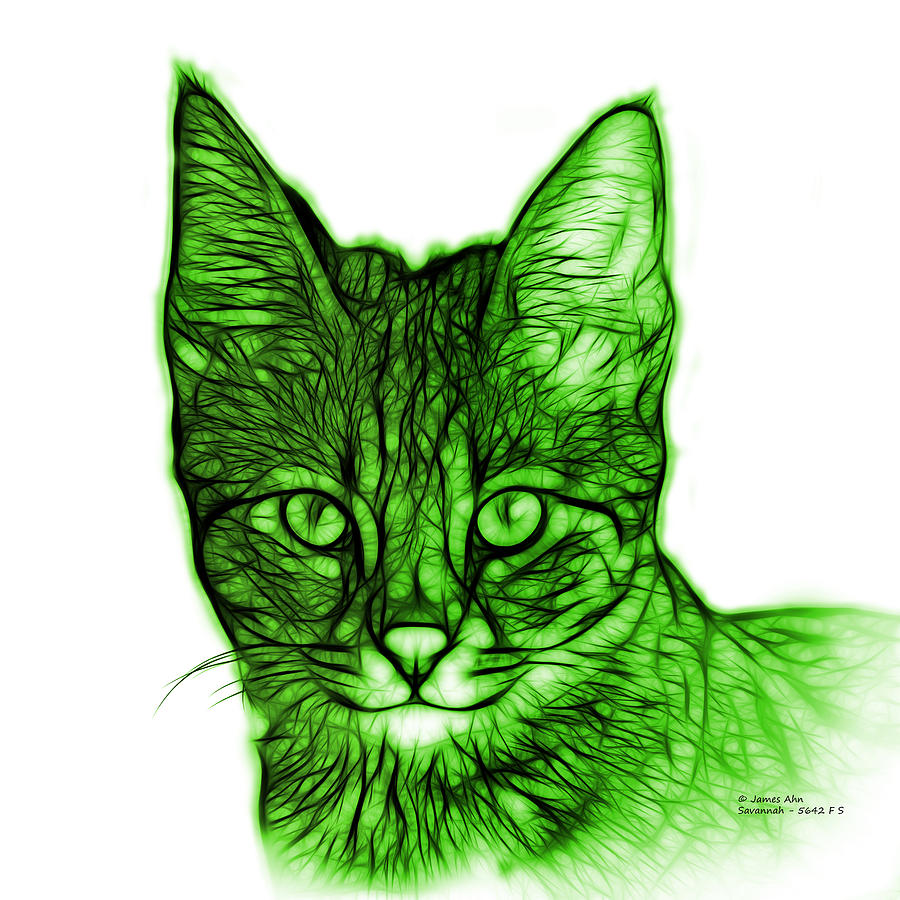 Green Savannah Cat - 5462 F S Digital Art by James Ahn