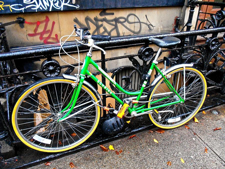 Green Schwinn Bike  Nyc Photograph