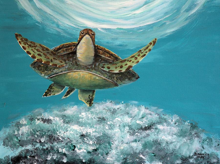 Green Sea Turtle Painting by Bernadette Krupa