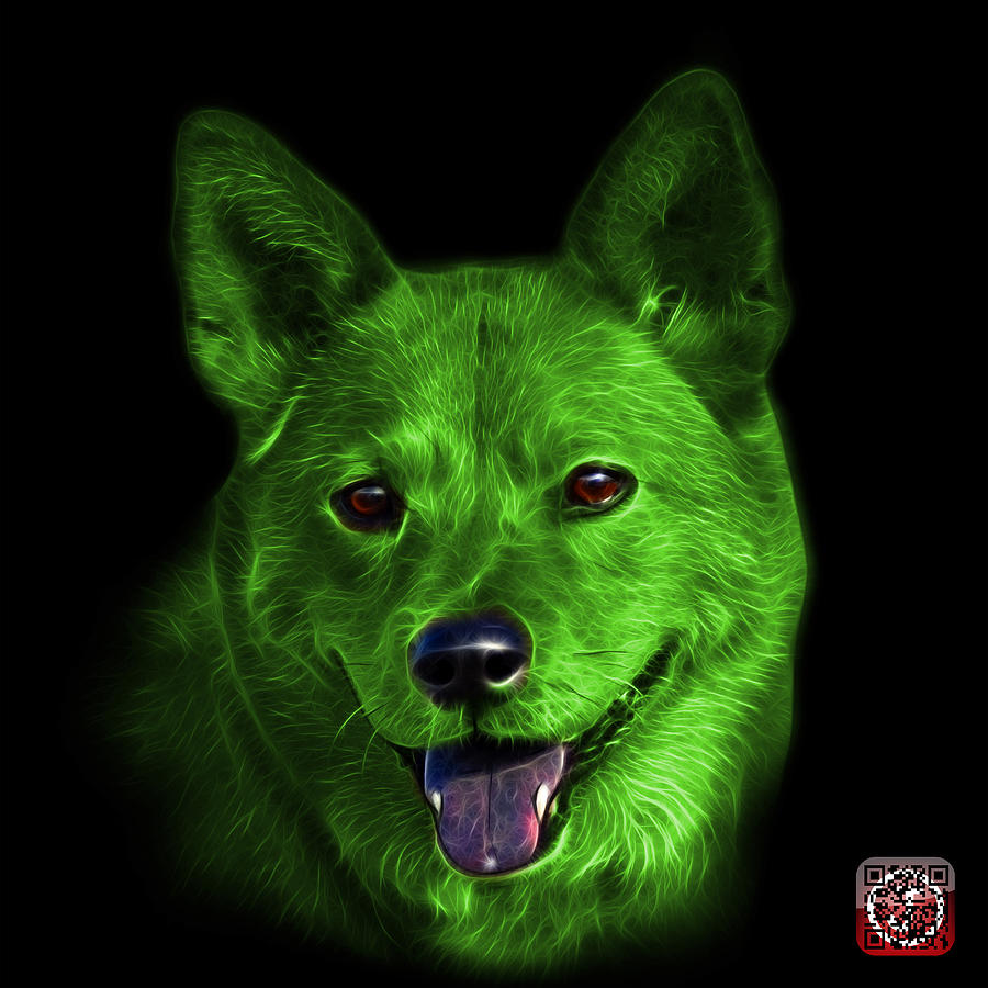 Green Shiba Inu Dog Art - 8555 - BB Mixed Media by James Ahn