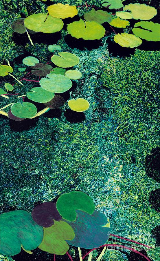 Green Shimmering Pond Painting by Allan P Friedlander