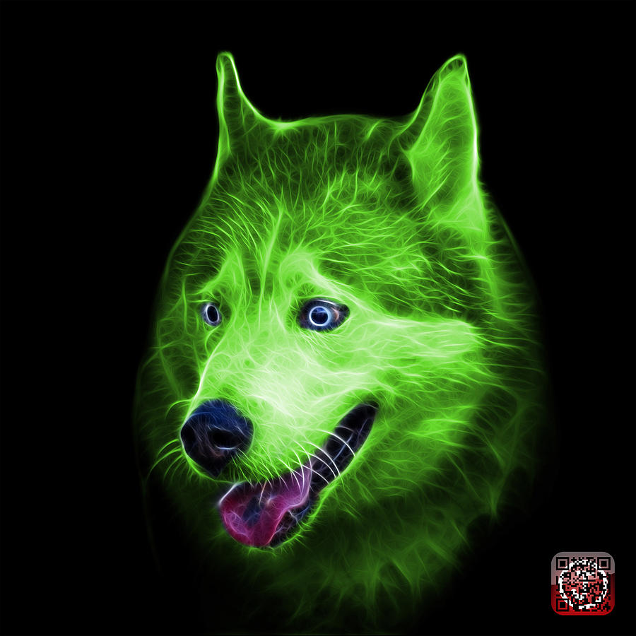 Green Siberian Husky Dog Art - 6062 - BB Painting by James Ahn