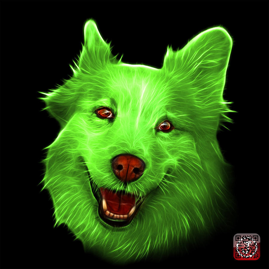 Green Siberian Husky Mix Dog Pop Art - 5060 BB Painting by James Ahn