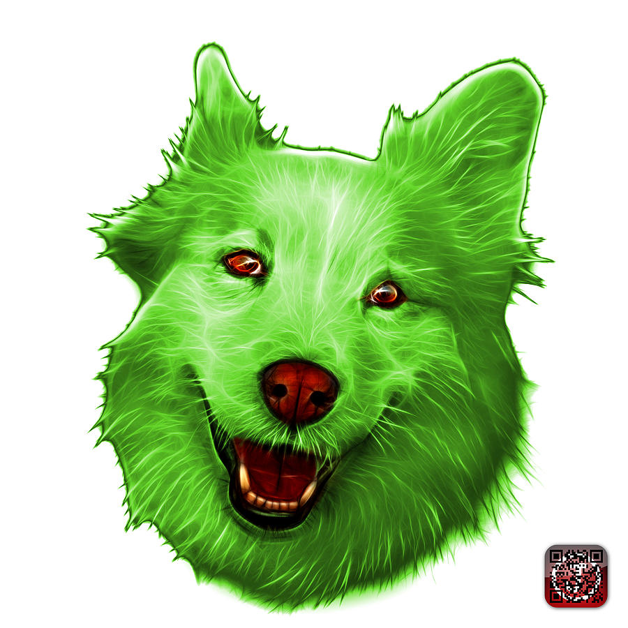 Green Siberian Husky Mix Dog Pop Art - 5060 WB Painting by James Ahn
