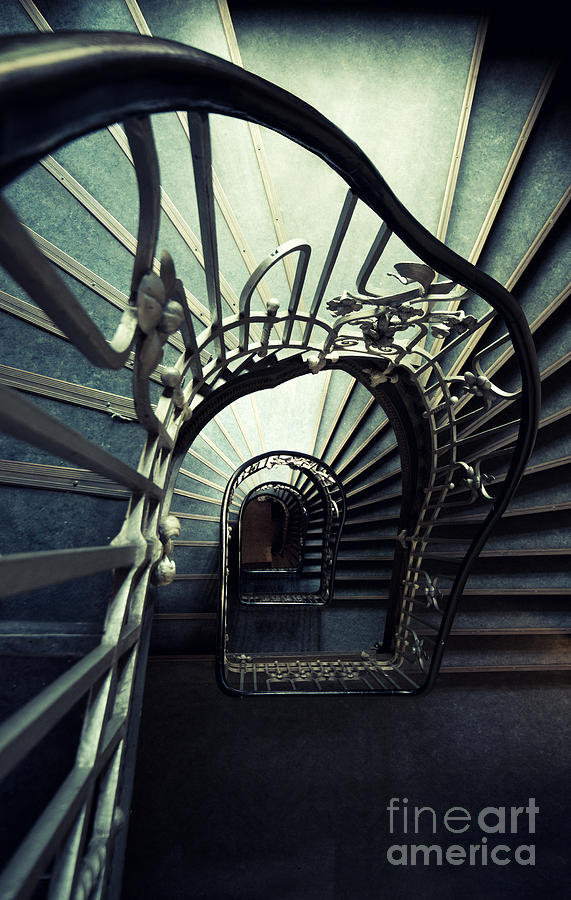Green spiral staircase Photograph by Jaroslaw Blaminsky