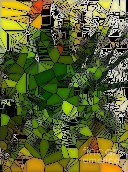 Green Stained Abstract Painting by Saundra Myles