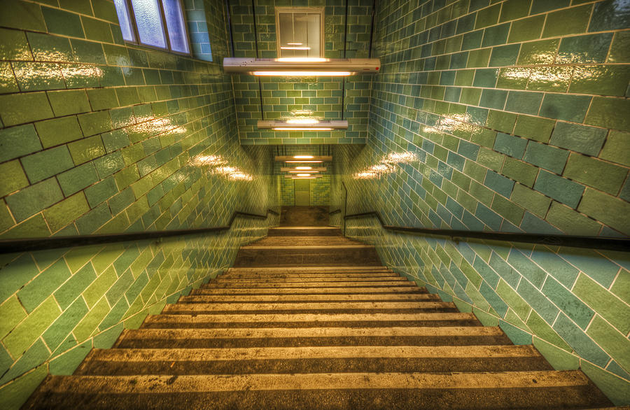 Green stairs Digital Art by Nathan Wright