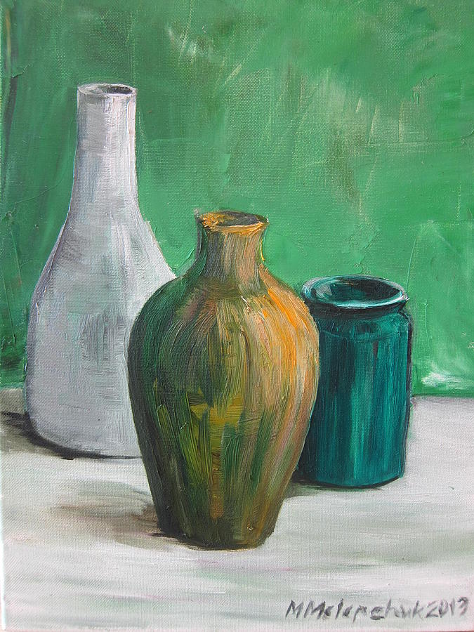 Green still life 2013 Painting by Maria Melenchuk - Fine Art America