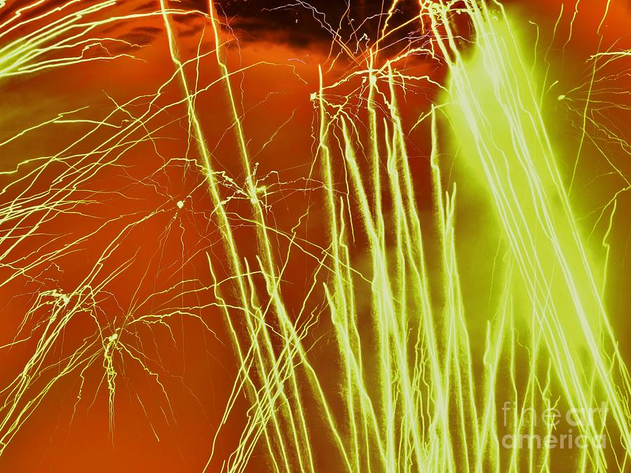 Fireworks Photograph - Green Streak by Heather White
