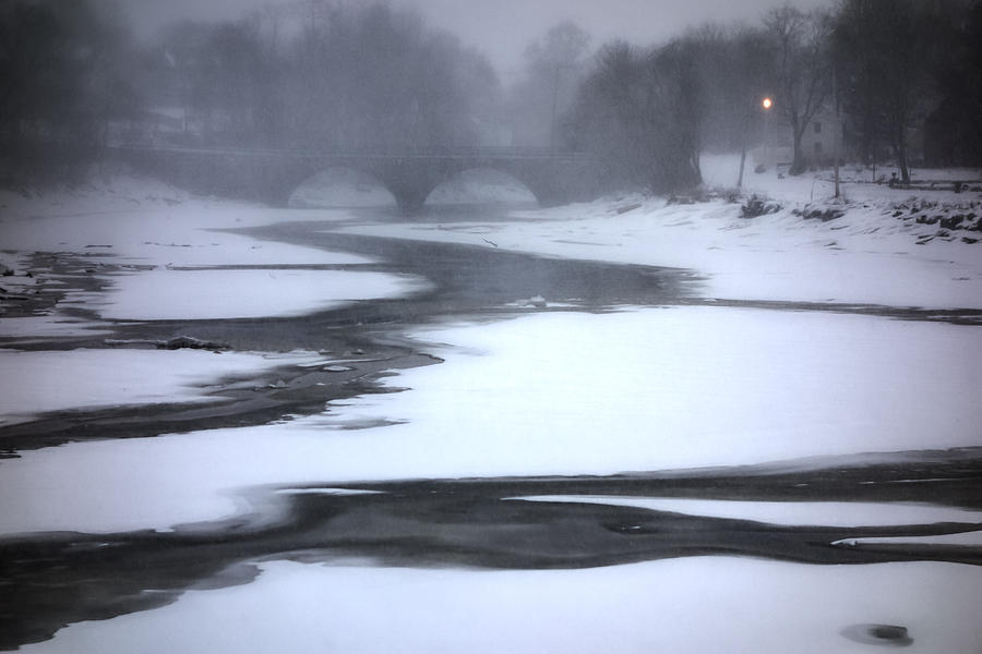 Winter Photograph - Green Street Bridge in a Winter Storm by Stoney Stone