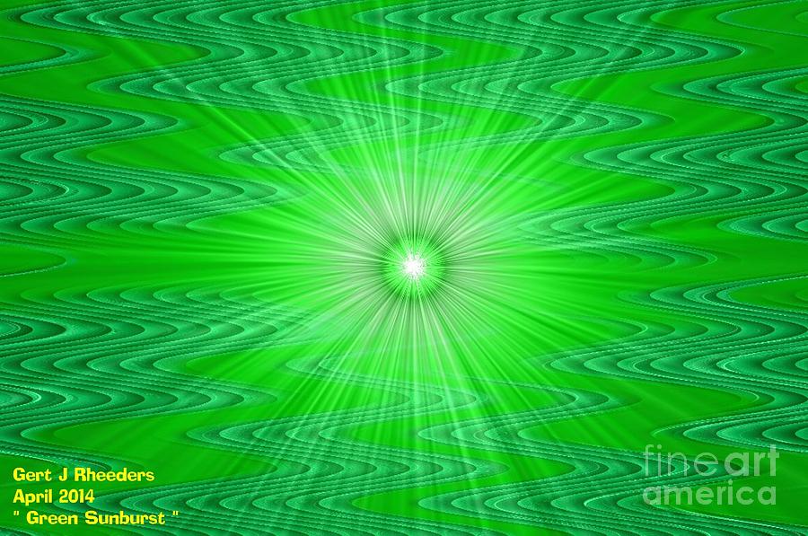 Abstract Painting - GREEN SUNBURST H a by Gert J Rheeders