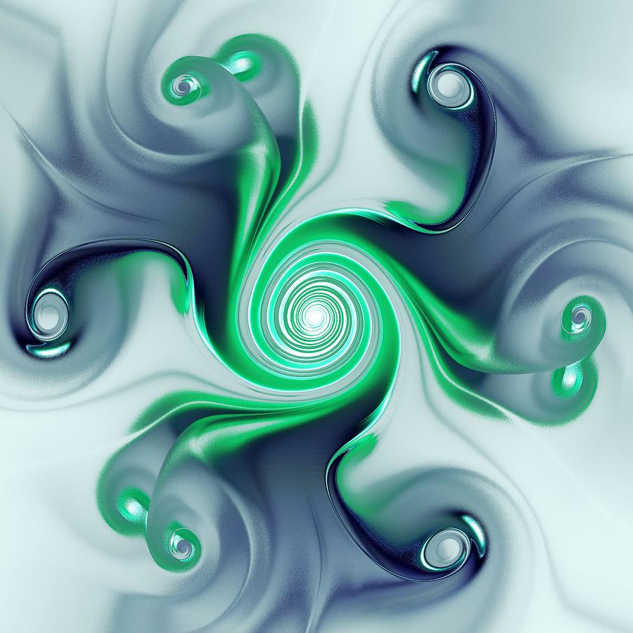 Green Swirls Digital Art by Anastasiya Malakhova