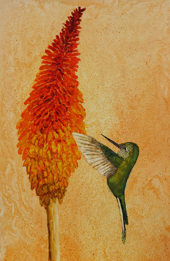 Green Tailed Trainbearer Hummingbird Painting by Patricia Beebe