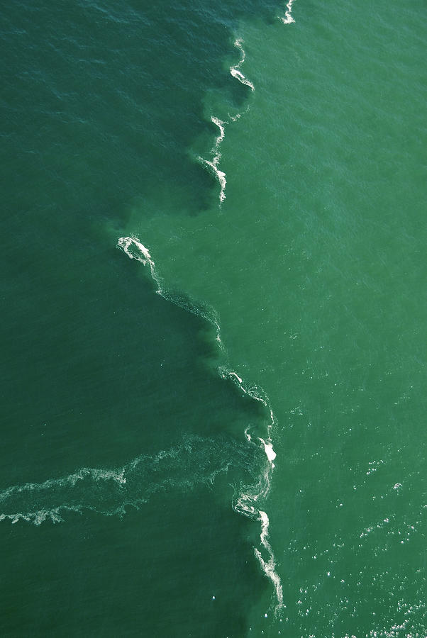 Nature Photograph - Green Tones And Waves In Ocean Aerial by Sami Sarkis