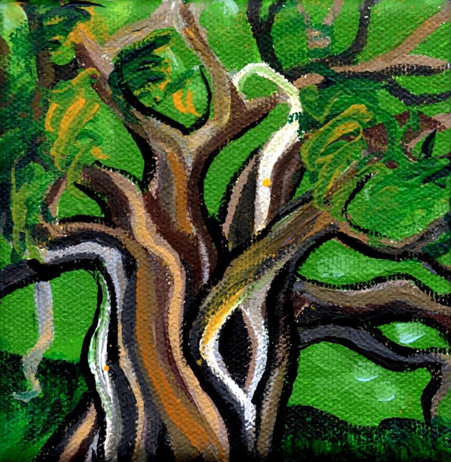 Green Tree Painting by Genevieve Esson