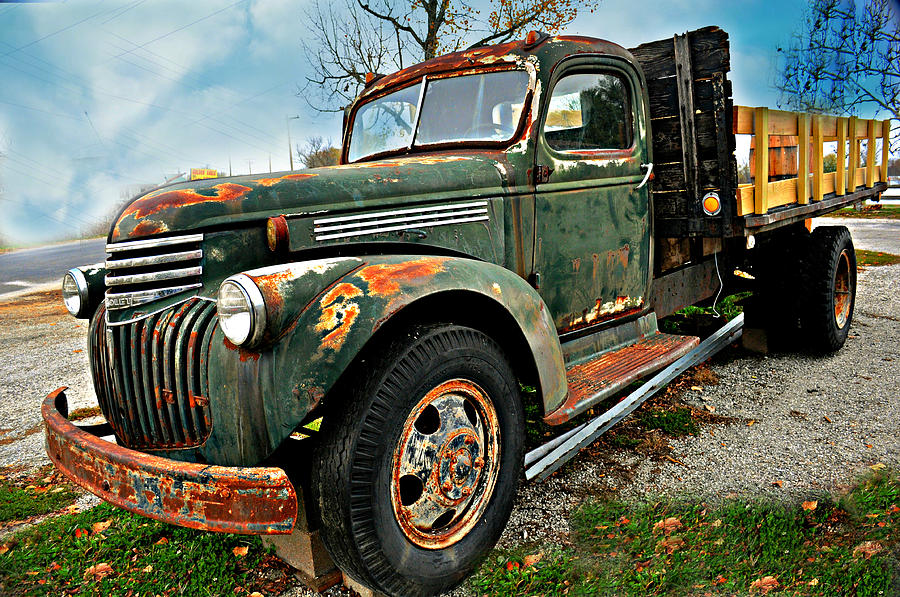 Green Truck Photograph by Marty Koch