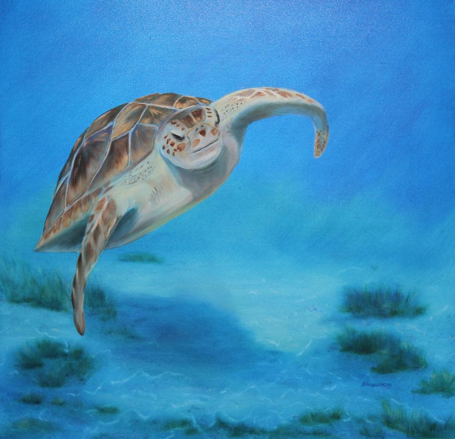 Green Turtle Painting by Betty Henderson - Fine Art America