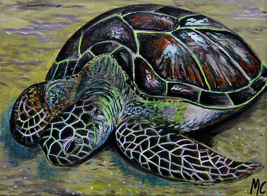 Green Turtle Painting by Marty Calabrese - Pixels