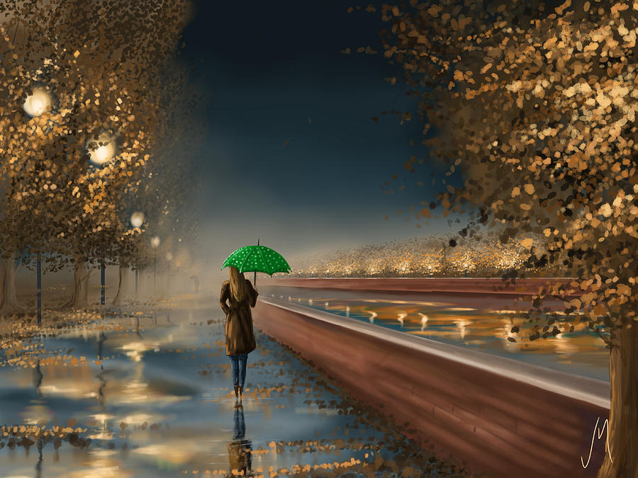 Tree Painting - Green umbrella by Veronica Minozzi