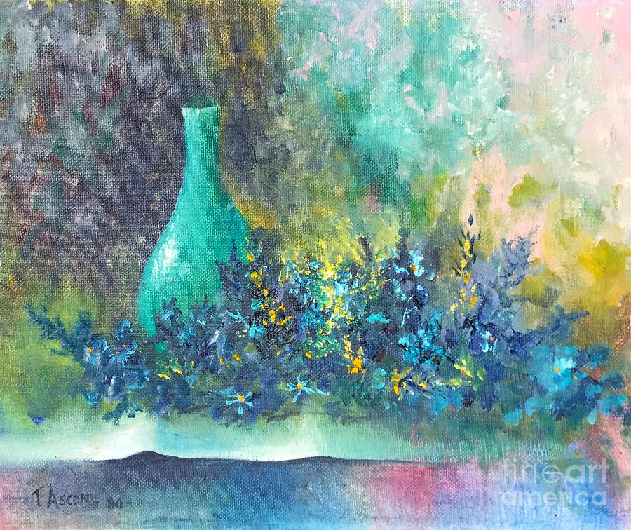 Green Vase Painting by Teresa Ascone
