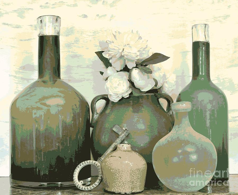 Still Life Photograph - Green Vases Still Life by Marsha Heiken
