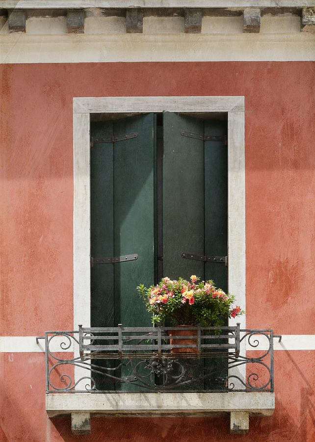 Green Venetian Window on Peach Photograph by Brooke T Ryan