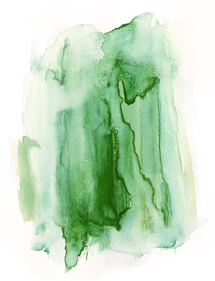 Green Waterfall - Abstract Watercolor Landscape Painting Digital Art by iAbstractArt