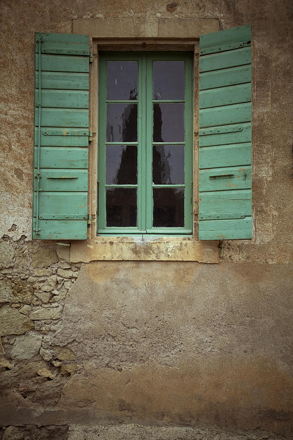 Green window shutters Photograph by Maria Heyens