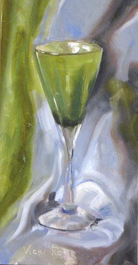Green Wine Glass Painting by Vicki Ross