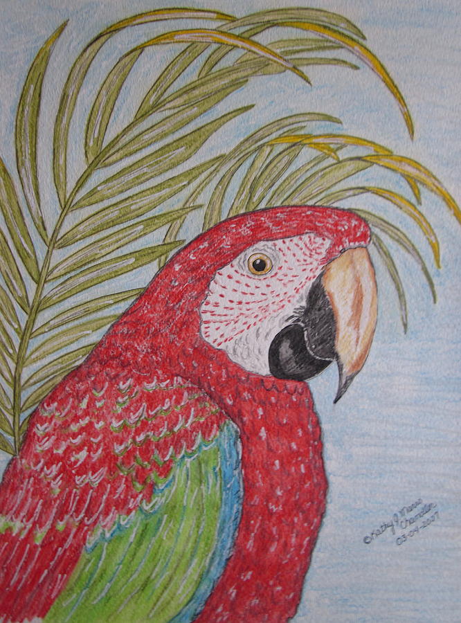 Green Winged Macaw Painting by Kathy Marrs Chandler