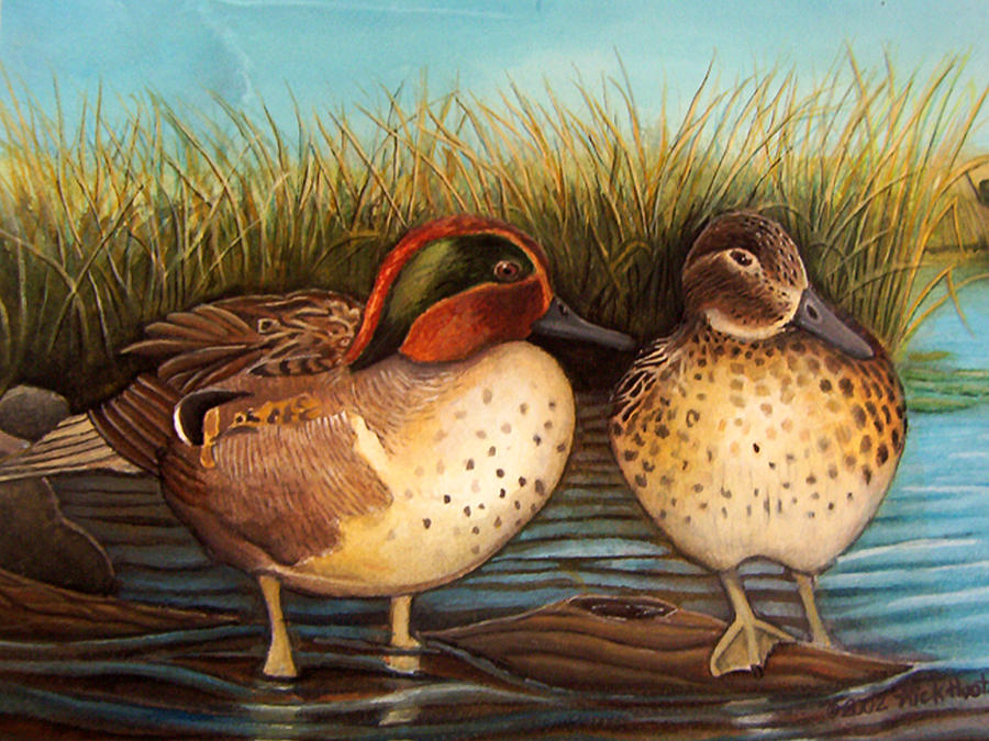 Green Winged Teal Painting - Green Winged Teal by Rick Huotari