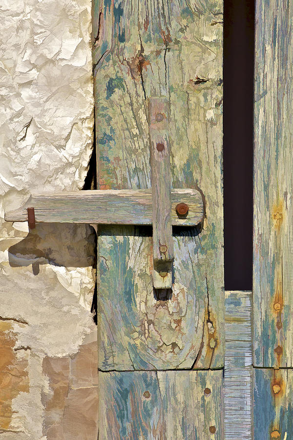 Green Wood Weathered Rustic Door Handle of Old World Tuscany Photograph by David Letts