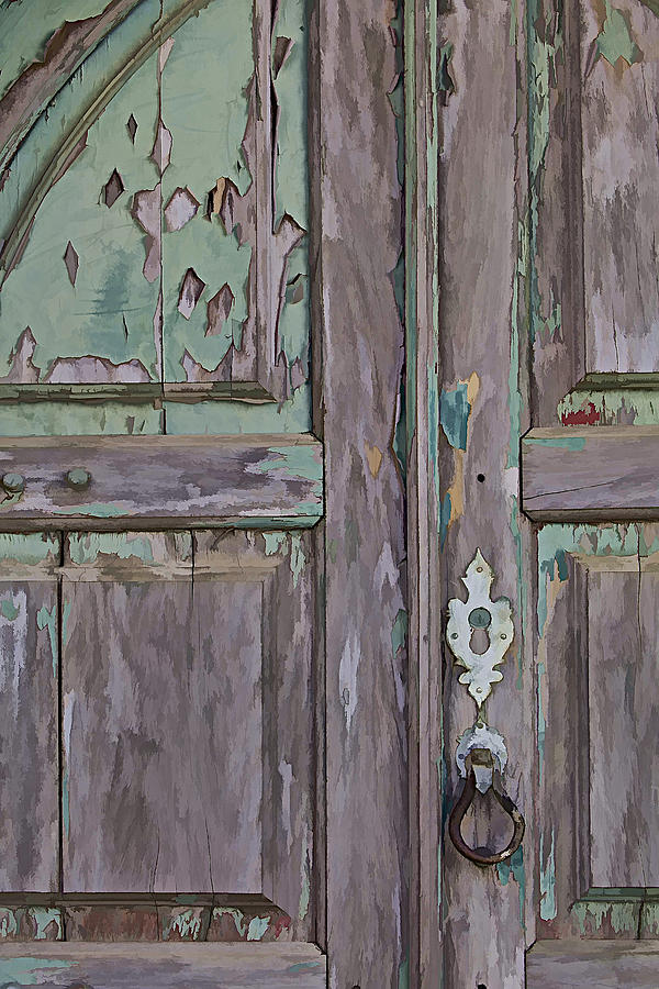 Green Wooden Weathered Door of Portugal II Photograph by David Letts