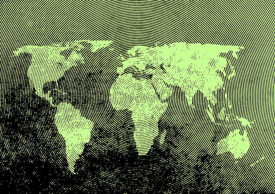 Green world map Digital Art by Steve Ball