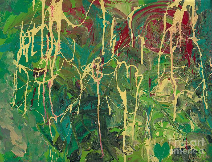 Green Yellow Abstract Painting by Ania M Milo