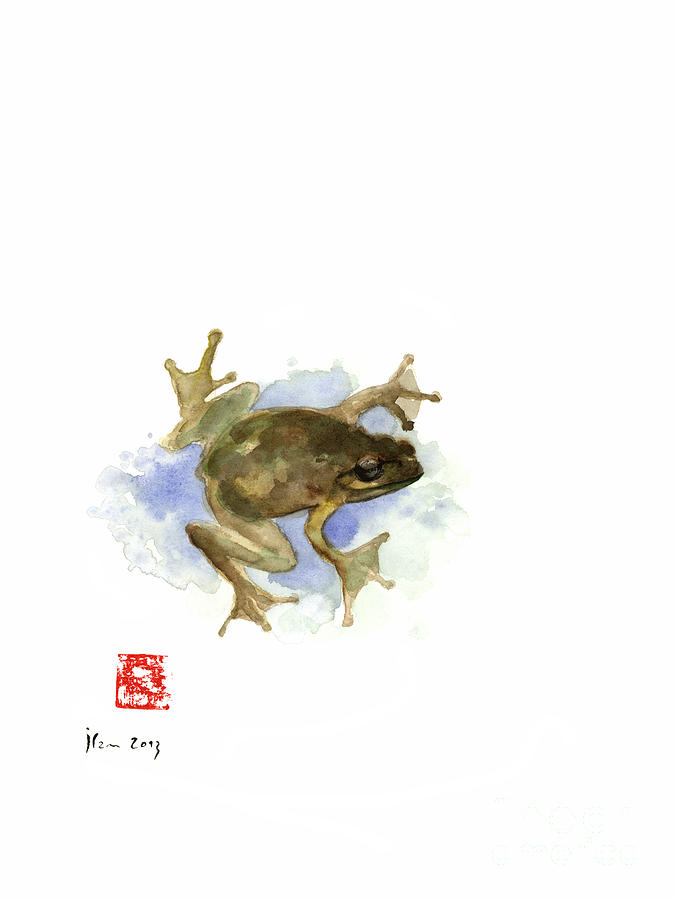 Frog Painting - Green Frog Painting, Little Frog Home Decor, Little Frog Wall Decor, Green Frog Poster by Mariusz Szmerdt