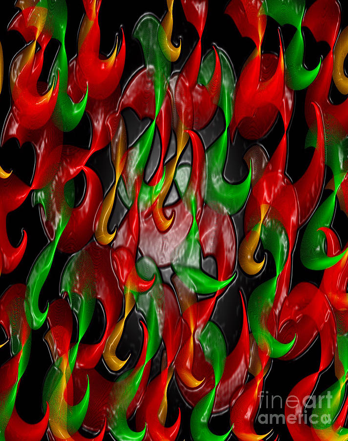 Green Yellow Red Peppers Digital Art by Gayle Price Thomas