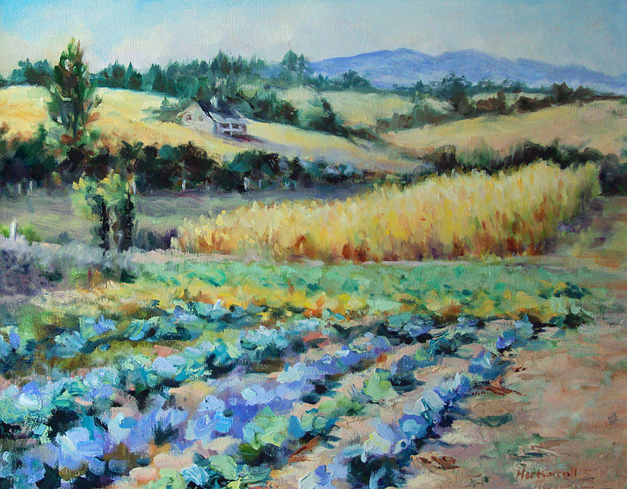 Landscape Painting - Greenbluff Cabbage Field by Anita HartCarroll