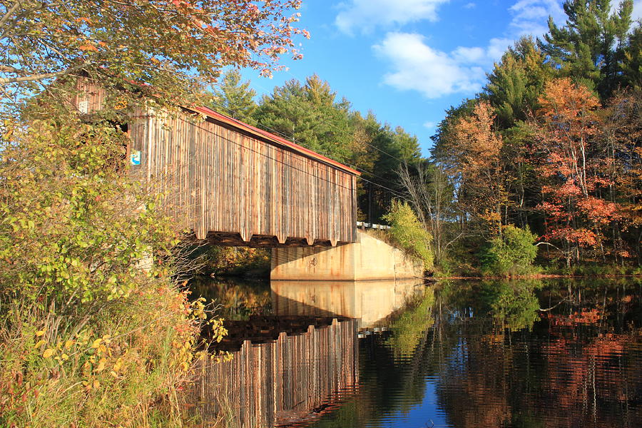 Greenfield New Hampshire Covered Bridge and Contoocook River Photograph by John Burk