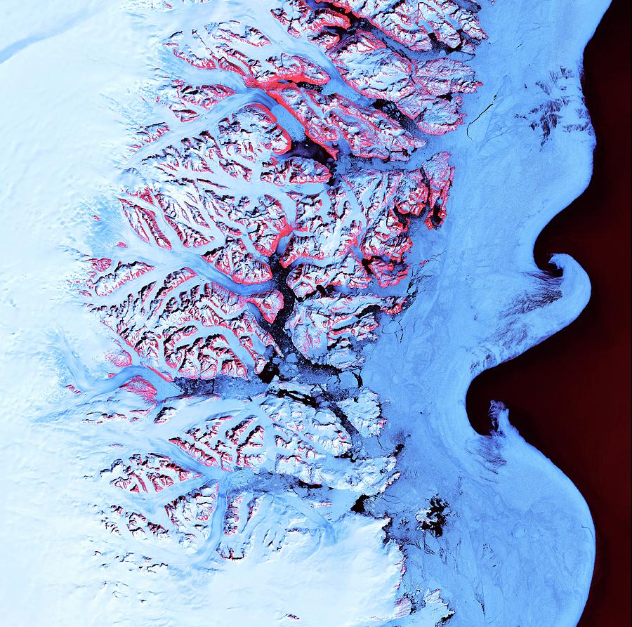 Greenland Coastal Mountains And Ice Photograph by Us Geological Survey/science Photo Library