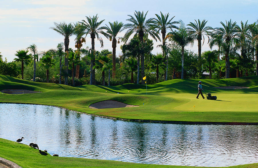 Working Photograph - Greens-keeper Tending Golf Course by John Hay Working Photograph - Greens-keeper Tending Golf Course by John Hay