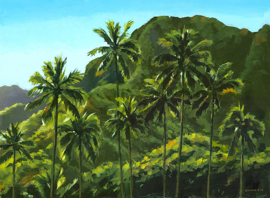 Coconut Palms Painting - Greens Of Kahana by Douglas Simonson Coconut Palms Painting - Greens Of Kahana by Douglas Simonson