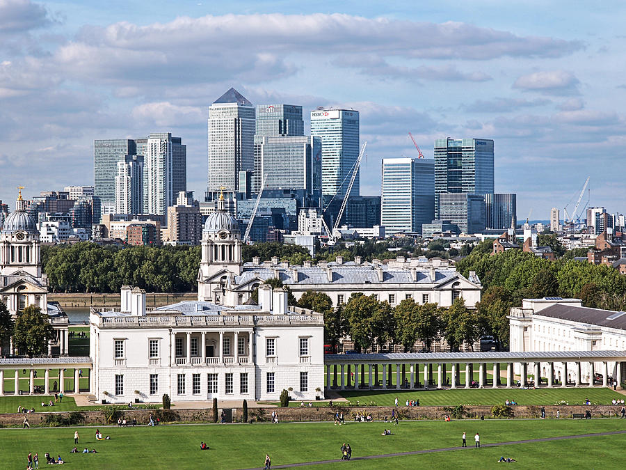 London Photograph - Greenwich and Canary Wharf by Gill Billington