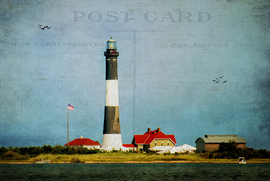 Lighthouse Photograph - Greetings From Fire Island by Cathy Kovarik