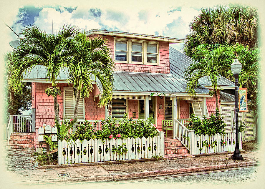 Greetings From Stuart Florida The Pink House  Photograph by Olga Hamilton