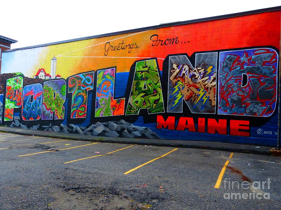 Greetings From Portland Maine Sign Photograph by Christine Stack - Pixels