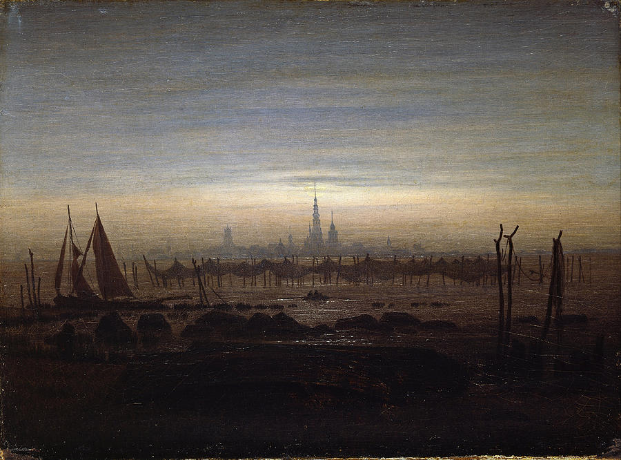 Greifswald in moonlight Painting by Caspar David Friedrich Greifswald in moonlight Painting by Caspar David Friedrich